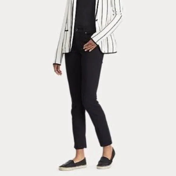 Lauren Ralph Lauren Jeans Size 12 Super Stretch Premier Straight Black Classic - Picture 1 of 8